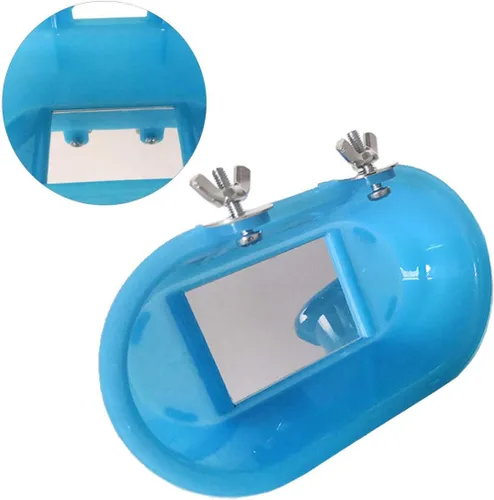 Vista 3 de Litewoo Bañera para pájaros con espejo, juguete para ducha, herramienta de limpieza de bañera, de plástico, duradero, adorable, sin olor, para loro