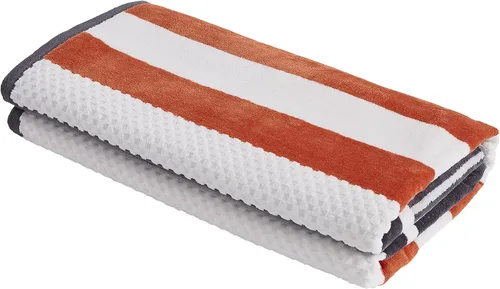 Vista 16 de Superior Toalla de playa de gran tamaño con textura de rayas, 100% algodón, 550 GSM, suave, afelpado y altamente absorbente (juego de 2)