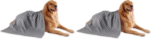 Vista 14 de Bone Dry Colección de toallas de aseo para mascotas, microfibra absorbente, XL, 41 x 23.5 pulgadas, enrejado gris