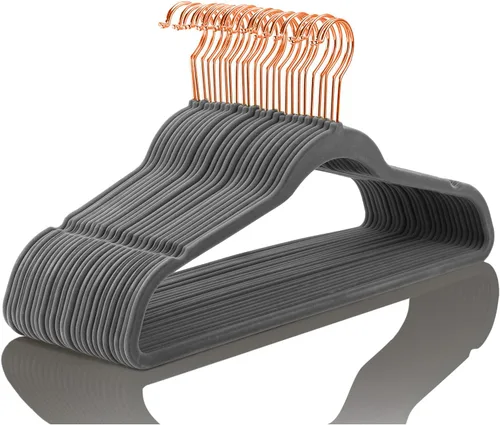 Vista 26 de MIZGI Perchas de Terciopelo Premium (Paquete de 50) Resistentes – Percha de Traje de Fieltro Antideslizante Verde Azulado/Turquesa – Ganchos de Oro