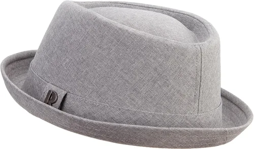 Vista 2 de e4Hats Gran tamaño de lino de poliéster mezclado porkpie Upbrim Fedora Gris