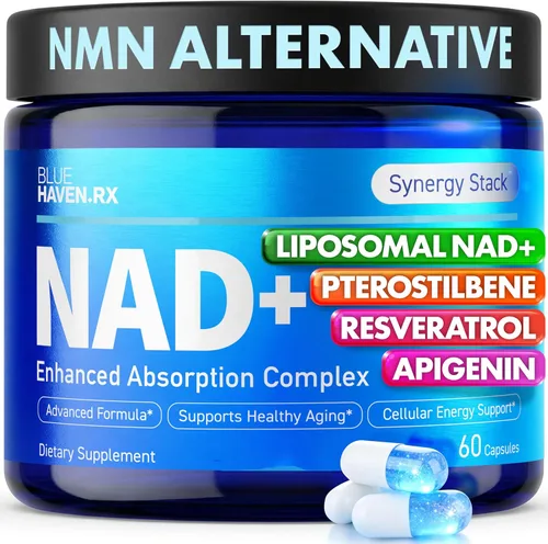 Suplemento NAD+ - Alternativa NMN con NAD liposomal, resveratrol trans, manganeso, apigenina más pterostilbeno para mujeres y hombres, apoyo