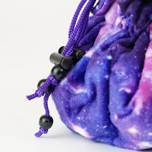 Vista 4 de FanRoll Velvet Compartment Dice Bag with Pockets Nebula, Role Playing Game Dice Accessories for Dungeons and Dragons