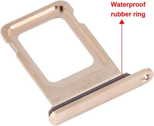 Vista 2 de Bandeja de repuesto para tarjeta SIM para iPhone 12 Pro y iPhone 12 Pro Max (dorado) con anillo de goma impermeable y pasador de expulsión