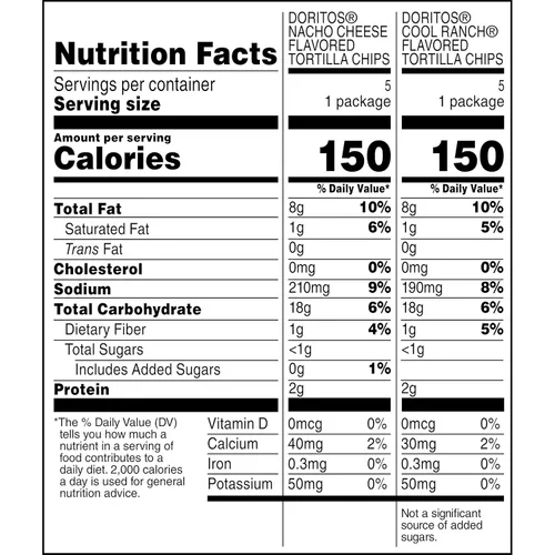 Vista 4 de Doritos Mezcla (queso nacho y rancho fresco), 1 onza (paquete de 10)