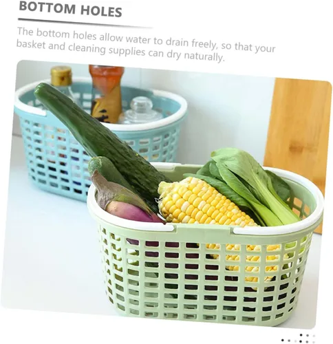 Vista 7 de Bolsa de ducha portátil con agujeros de drenaje, cesta de almacenamiento de ducha de plástico para artículos de tocador de baño