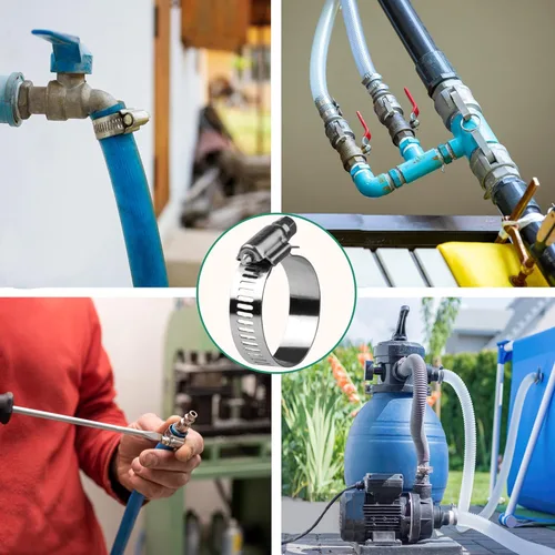 Vista 7 de OURU - Juego de 24 abrazaderas de manguera de acero inoxidable ajustables de 1/2"– 3/4" (13-19mm) con engranaje sinfín, abrazaderas de manguera