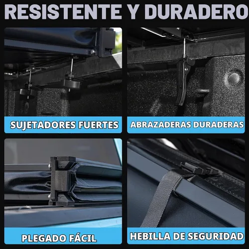 Vista 4 de Cubierta para cama de camioneta compatible con Nissan Frontier 2005-2024, caja corta de 5 pies con o sin riel de seguimiento, estilo de plegado suave