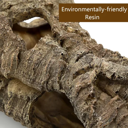 Vista 2 de LYL LEYOULAND Gran piel de reptil, 12", decoración de acuario, escondite territorial de peces, casa de escondite, decoración de reptiles pecera dec