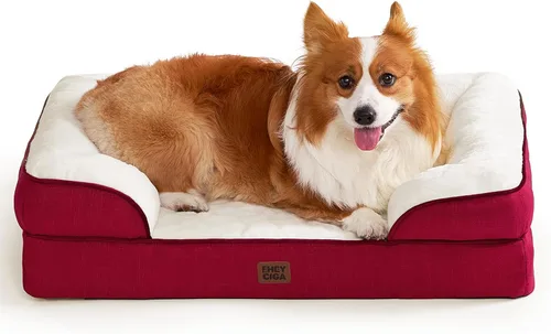 Vista 120 de EHEYCIGA - Cama ortopédica para perro grande, impermeable, de espuma viscoelástica y espuma tipo caja de huevos, bordes elevados, antideslizante
