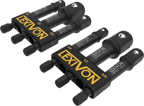 Vista 7 de LEXIVON [Paquete de 2] Juego de adaptadores de enchufe de grado de impacto, broca de extensión de 3 pulgadas con soporte, 3 unidades de 1/4, 3/8