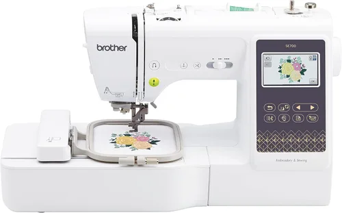 Máquina de coser y bordar Brother SE700, conexión LAN inalámbrica, 135 diseños incorporados, 103 puntadas integradas, computarizada, área de aro de