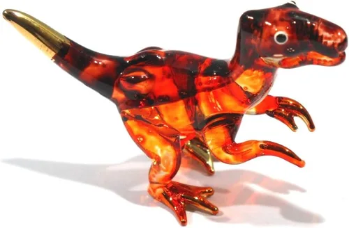 Vista 5 de Figuras hechas a mano de mini tiranosaurio (T-Rex) de cristal soplado de animales de dinosaurio jurásico