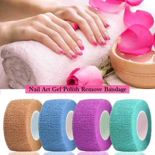 Vista 4 de Noverlife Vendaje autoadhesivo no tejido de 12 colores para protector de uñas, 1.0 in x 14.8 ft / 1 pulgada x 5 yardas, cinta elástica cohesiva