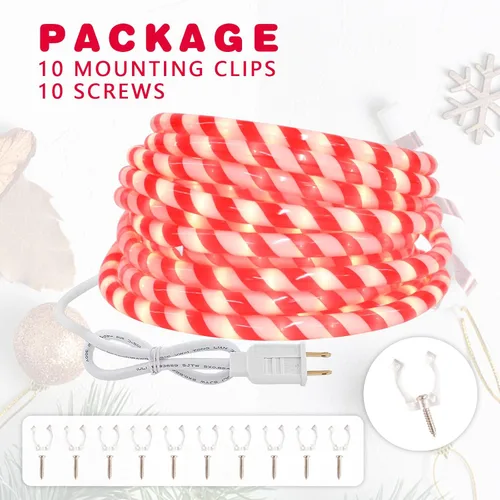 Vista 6 de Afirst Cuerda de luces de bastón de caramelo de Navidad, guirnalda de luces LED de 30 pies, IP65, impermeable, conectable, tubo de luces