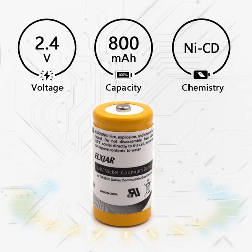 Vista 4 de Paquete de 4 baterías de medidor de gas de 2.4 V 800 mAh compatible con Saft 405421, 405421-100, 405421-000, NEA NP-5459, TIF Instruments 8800A