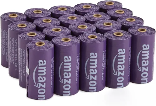 Amazon Basics Bolsas de basura estándar con aroma a lavanda de primera calidad, 300 unidades (15 paquetes de 20)