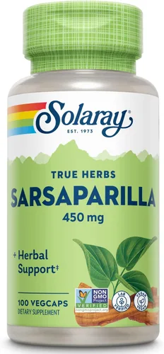 SOLARAY Raíz de zarzaparrilla de 450 mg – Soporte tradicional a base de hierbas – Sin OMG, vegano, verificado en laboratorio, garantía de devolución
