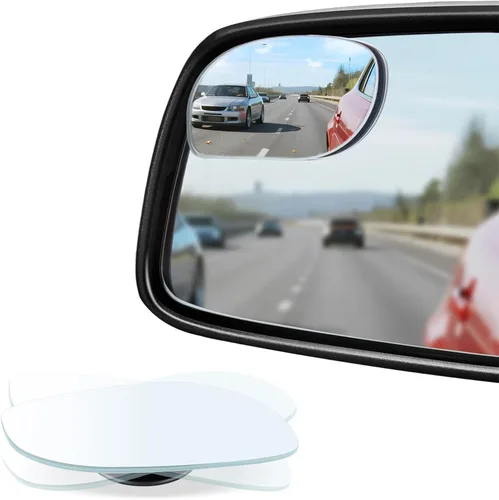 Vista 11 de LivTee Blind Spot Mirrors, Apple-Shaped HD Glass Frameless Convex Rear View Mirrors, Wide Angle Adjustable Stick for Side Mirror, Automotive