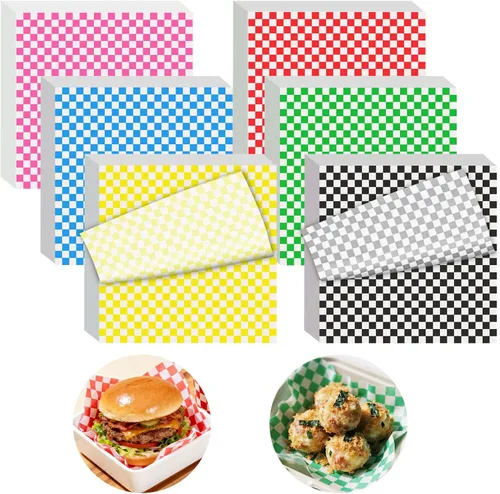 120 hojas de papel encerado para alimentos, paquete variado de 12x12", papel de envolver sándwiches a cuadros, a prueba de grasa, hojas para