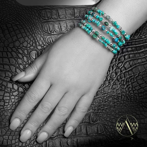 Vista 3 de Pulsera ajustable con certificado Navajo de color turquesa natural 12732-14, fabricada por Loma Siiva