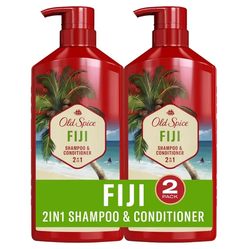 Old Spice Fiji - Juego de champú y acondicionador 2 en 1 para hombres, aroma a coco y madera tropical, cabello más saludable, más completo, de