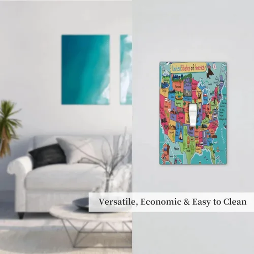 Vista 7 de Placa de Interruptor de Luz Azul de 1 Gang, Placa de Pared Decorativa de Palanca Individual, Cubierta de Placa de Pared de Palanca, Placa Frontal