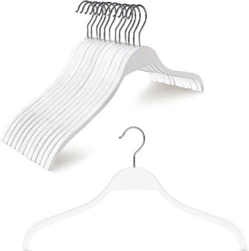 Vista 14 de TOPIA HANGER Perchas delgadas de madera con agarres de goma antideslizantes extra suaves, paquete de 10 perchas de moda de alta calidad sin