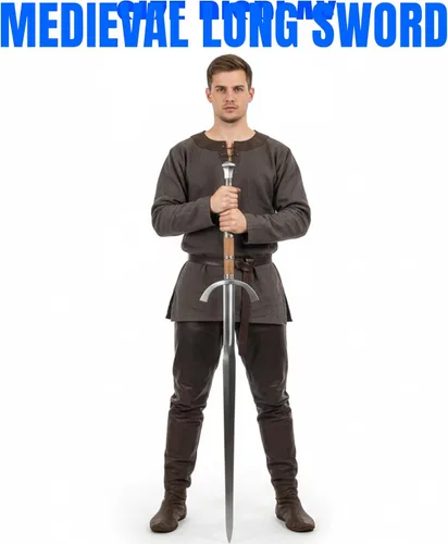 Vista 4 de SZCO Gran espada de 63 pulgadas, espada larga medieval de acero al carbono con dos manos con vaina de cuero, hoja hecha a mano de 43 pulgadas