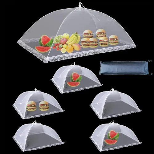 Vista 8 de Cubiertas de malla para alimentos para exteriores, 3 extra grandes de 40 x 24 pulgadas, cubierta de malla para alimentos para exteriores, barbacoa