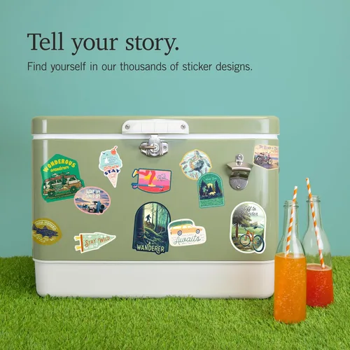 Vista 8 de Lantern Press Sticker Carpinteria, California, Retro Camper on Beach, Die Cut Vinyl, (Waterproof Decal for Cars, Water Bottles, Laptops, Coolers)