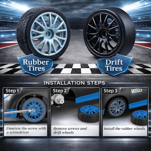 Vista 6 de Auto de control remoto RC Drift Car 2.4GHz escala 1:24 4WD 20KM/H modelo de alta velocidad vehículo con luces LED Drifting Tire Racing Sport Toy Car