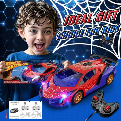 Vista 7 de ZIROKAY Coche de Control Remoto de Araña con Luces Intermitentes Multicolor, Coches RC de Derrape, Juguetes de Araña Regalos para Niños de 3 4 5 6 7