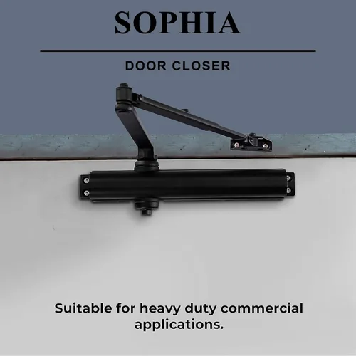 Vista 6 de SOPHIA Cierrapuertas de grado comercial 1, cierrapuertas automático resistente, totalmente ajustable para puertas de 44 a 330 libras, cierre