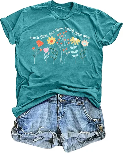 Vista 19 de Camisetas para profesores de ABCD para mujer, camiseta de manga corta para B-Negro