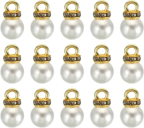 Vista 20 de PATIKIL 100 cuentas de perlas de perlas de imitación con diamantes de imitación DIY para hacer joyas, pulseras y aretes Plateado blanco