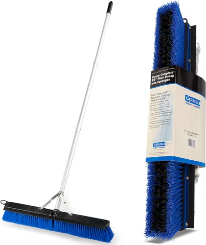 Vista 9 de Carlisle 3621962414 Escoba con mango de aluminio, barrido con rasqueta, con cerdas de plástico, longitud de 24x3 pulgadas, Azul, 18", Azul, 1