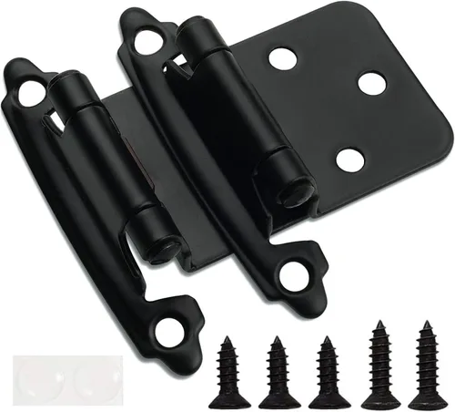 Vista 9 de DecoBasics - Bisagras de gabinete de níquel cepillado para puertas de gabinetes de cocina (1 par - 2 piezas) - Superposición de 1/2 pulgada