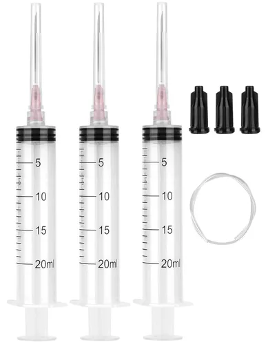 Vista 12 de Paquete de 3 jeringas de 0.7 fl oz con tapa, jeringas de plástico empaquetadas individualmente para laboratorios, medición de líquidos, alimentación