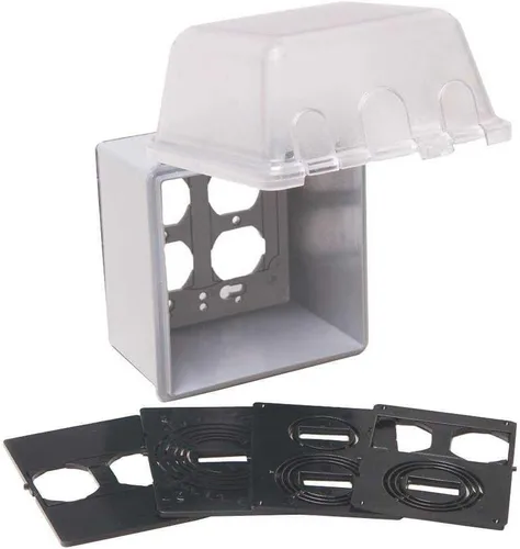 Vista 8 de TayMac MM2410C cubierta de montaje vertical de doble banda resistente a la intemperie, 55 en 1, 2 3/4 pulgadas de profundidad, acabado transparente