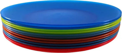 Platos de plástico reutilizables – Platos planos ligeros irrompibles de 10 pulgadas – sin BPA aptos para lavavajillas y microondas coloridos platos