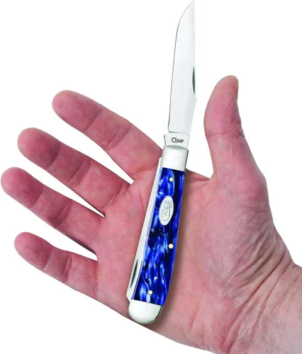 Vista 5 de Case WR XX Navaja de bolsillo Trapper Sparxx Blue Pearl Kirinite Artículo #23431 - (10254 SS) - Longitud cerrada: 4 1/8 pulgadas