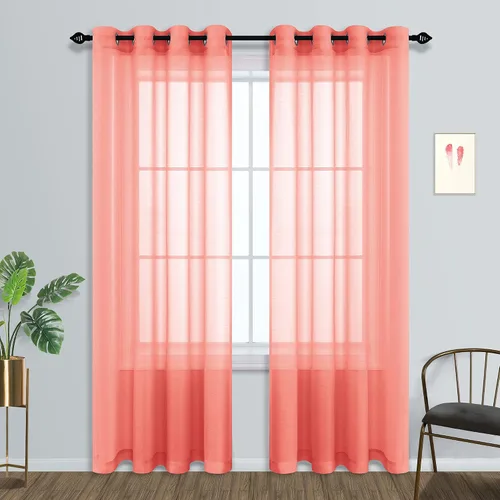 Vista 57 de Cortinas transparentes de lino sintético con ojal Azul empolvado