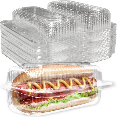 Vista 7 de Bandejas de plástico resistentes y con bloqueo. Paquete de 50. 25 tapas y 25 fondos. Botes de presentación de alimentos desechables de primera