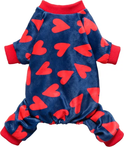 Vista 12 de Fitwarm Pijama de vellón con globos, atuendo de cumpleaños para perros pequeños (hembra/macho) mameluco acogedor con pies para mascotas, blanco