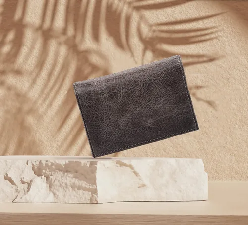 Vista 7 de Grande -3601 Cartera unisex, Gris (rustic gray), Pequeña funda magnética delgada y minimalista para tarjetas
