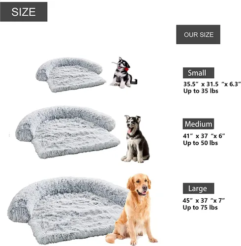 Vista 3 de Protector de sofá para mascotas, tapete de felpa impermeable y calmante para cama de perro, funda para muebles de mascotas con refuerzo suave