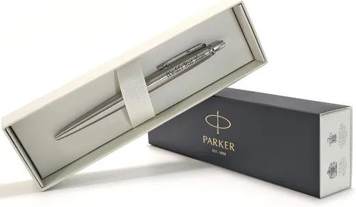 Vista 3 de Bolígrafo personalizado Parker Jotter SS + caja de regalo Grabado con láser, borde cromado