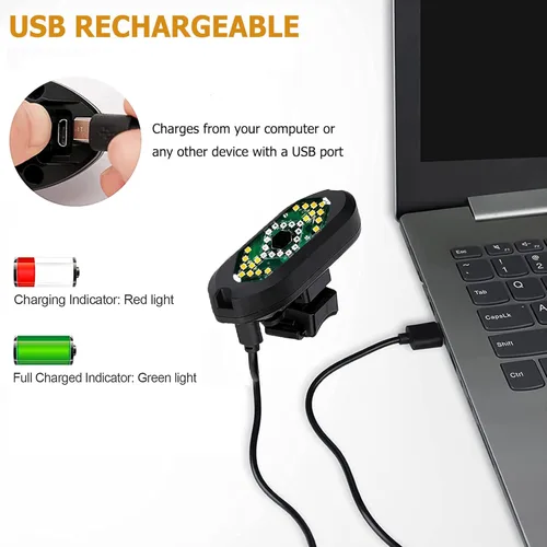 Vista 4 de Luz trasera de bicicleta con señales de giro, luz trasera de bicicleta recargable con control remoto, luz trasera LED brillante de advertencia