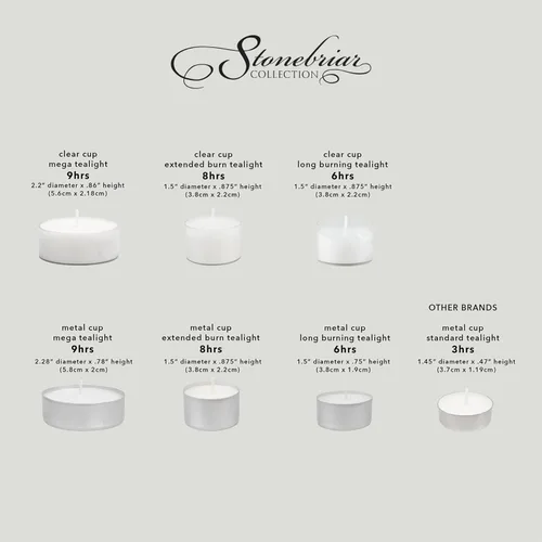 Vista 9 de Stonebriar Paquete de 24 velas de té transparentes sin perfume de larga combustión sin humo con 6 a 7 horas de tiempo de combustión extendido